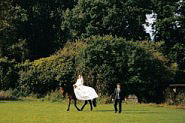 Bride and groom in the garden of Steprath Mansion